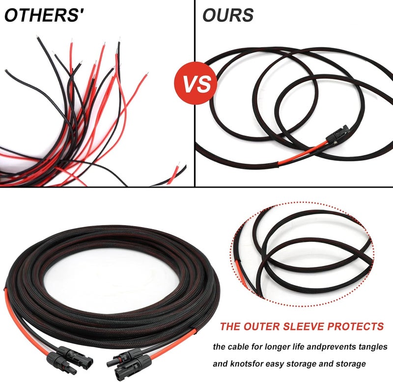 Feotech Twin Wire 75FT Solar Extension Cable - 10AWG(6mm²) Solar Panel Connector, with 6 Pairs-IP67-Male/Female Solar connectors for Outdoor Automotive RV Boat Marine Solar Panel- Black & Red - Image 4